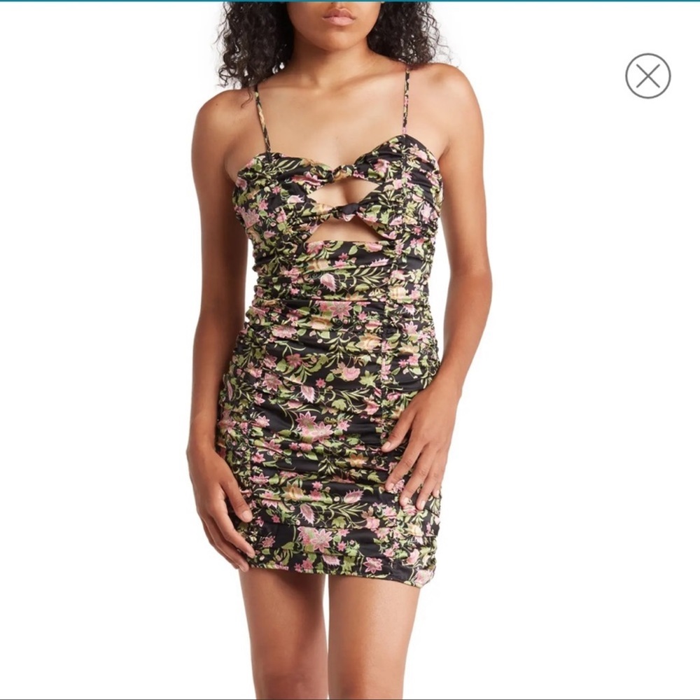 NWT NSR Floral Cutout Ruched Mini Dress